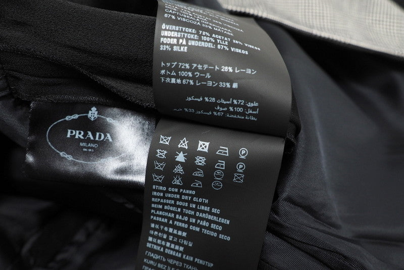 Prada One Piece P33R8 8162 1L5I Acetate 72% Rayon 28% Bottom 100% Wool Black Grey Women 42