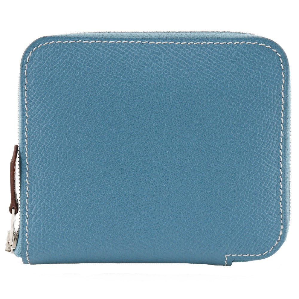 Hermes Bifold Wallet Epsom Blue Azap Compact Silk In Women