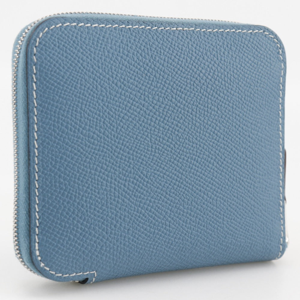 Hermes Bifold Wallet Epsom Blue Azap Compact Silk In Women