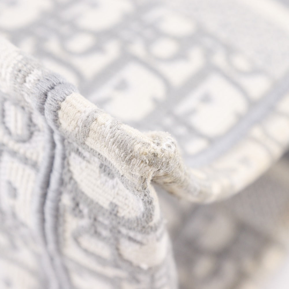 Christian Dior Tote Bag Cotton Light Gray Embroidery Oblique Book Tote Medium Women