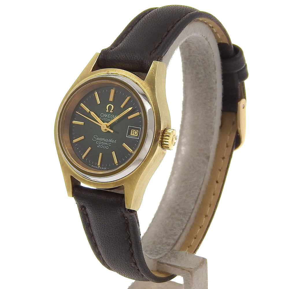 Omega Watches Mechanical Automatic Stainless Steel , Embossed Leather Gold Date Cosmic 200