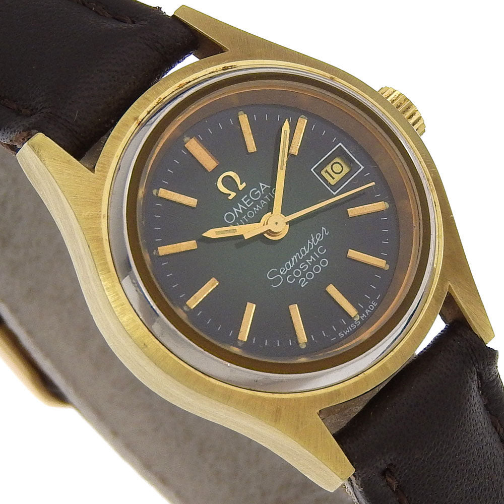 Omega Watches Mechanical Automatic Stainless Steel , Embossed Leather Gold Date Cosmic 200