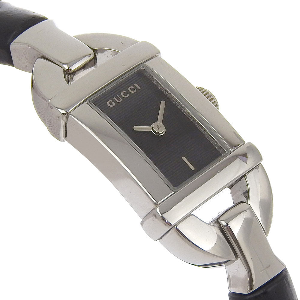Gucci Watches Quartz 6800L Stainless Steel, Bamboo Black Bangle Black Dial Women