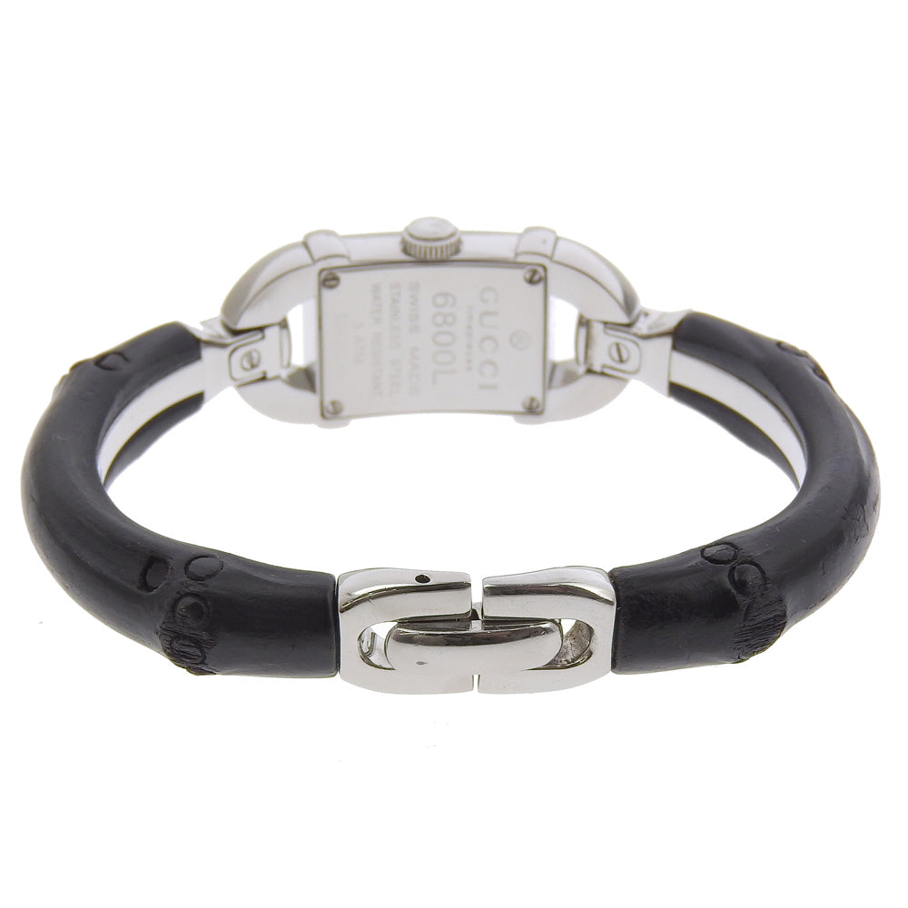 Gucci Watches Quartz 6800L Stainless Steel, Bamboo Black Bangle Black Dial Women