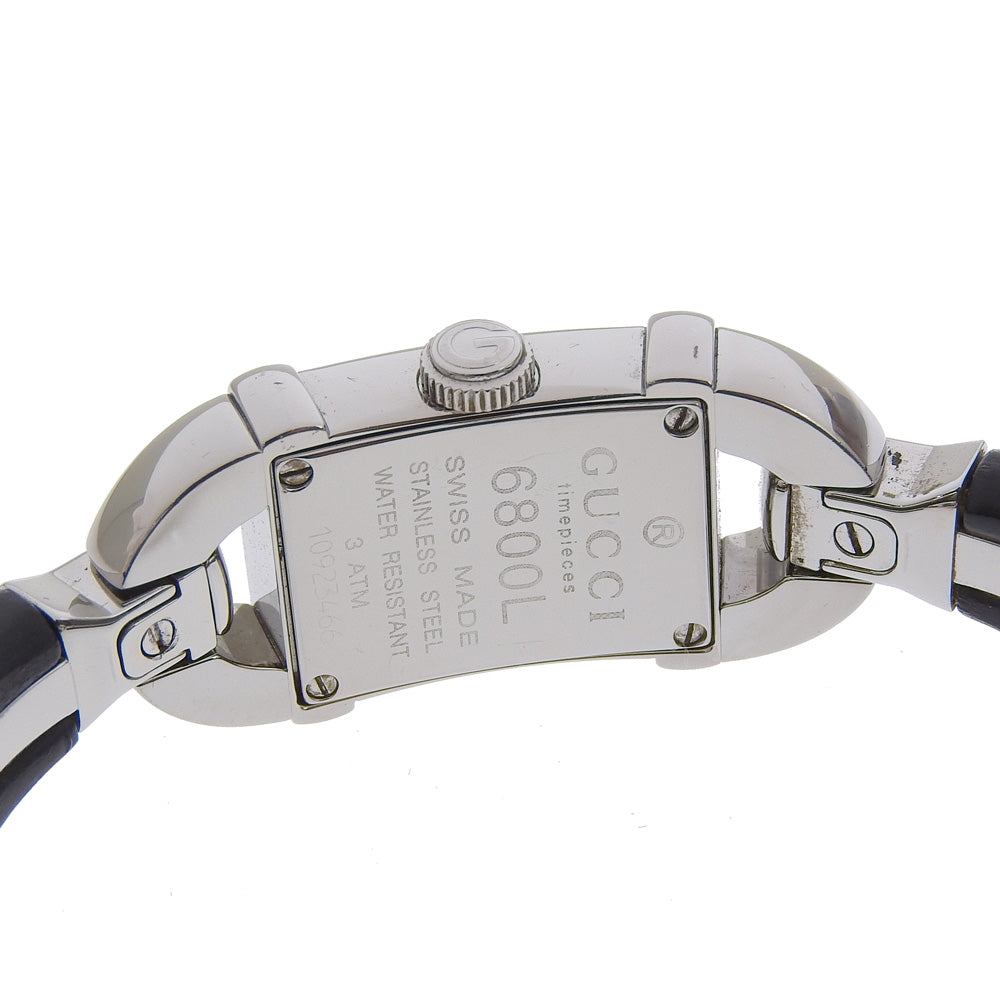Gucci Watches Quartz 6800L Stainless Steel, Bamboo Black Bangle Black Dial Women