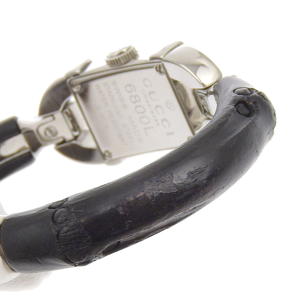 Gucci Watches Quartz 6800L Stainless Steel, Bamboo Black Bangle Black Dial Women