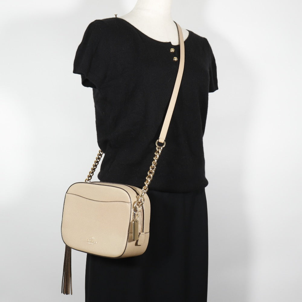 Coach Shoulder Bag 29411 Leather Beige Logo Camera Bag Women
