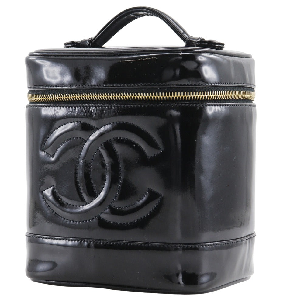 Chanel Pouch A01998 Enamel Black Handbag Vanity Women