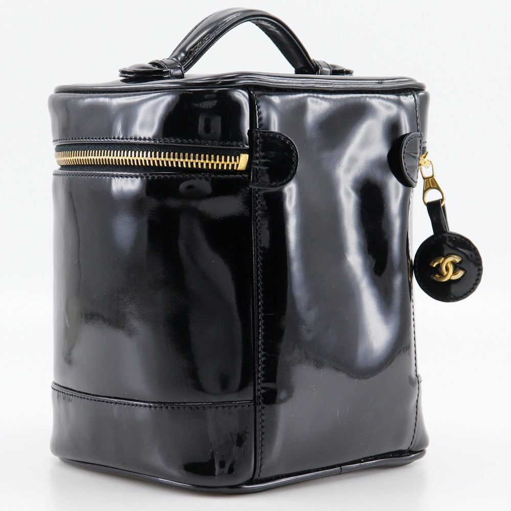 Chanel Pouch A01998 Enamel Black Handbag Vanity Women