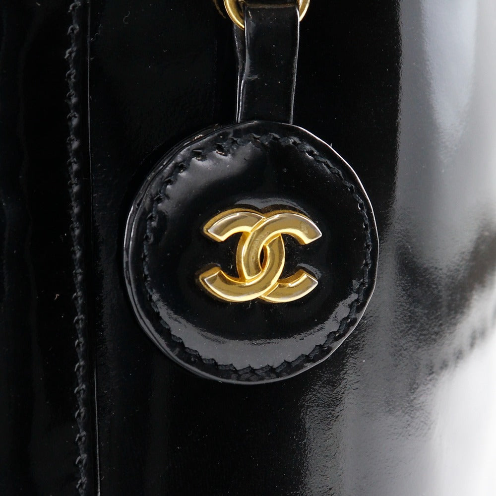 Chanel Pouch A01998 Enamel Black Handbag Vanity Women