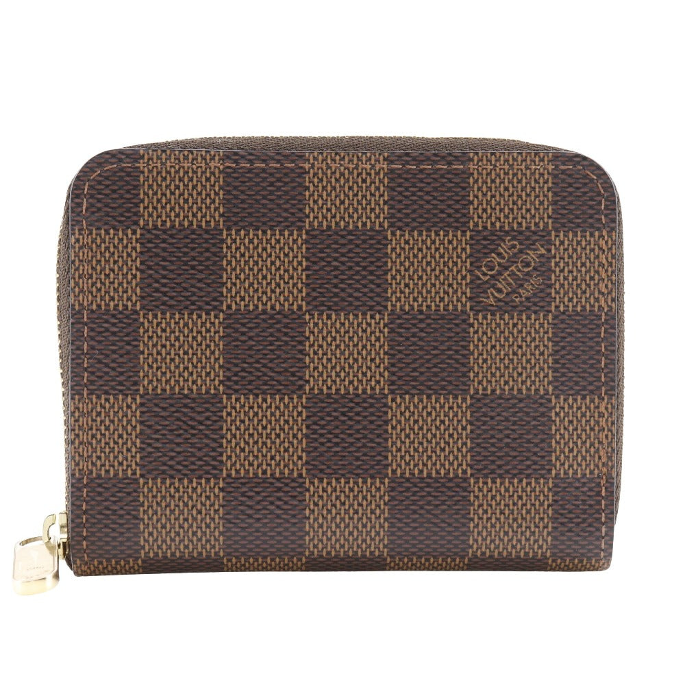 Louis Vuitton Coin Case N63070 Damier Canvas Brown Zip Around Purse Women