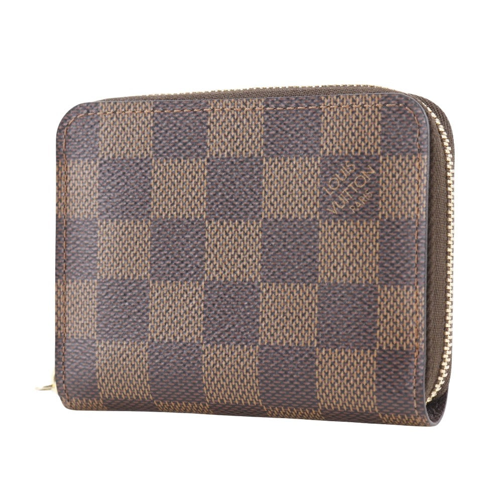 Louis Vuitton Coin Case N63070 Damier Canvas Brown Zip Around Purse Women