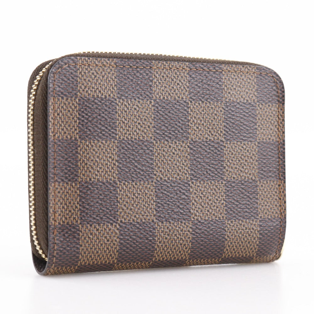 Louis Vuitton Coin Case N63070 Damier Canvas Brown Zip Around Purse Women
