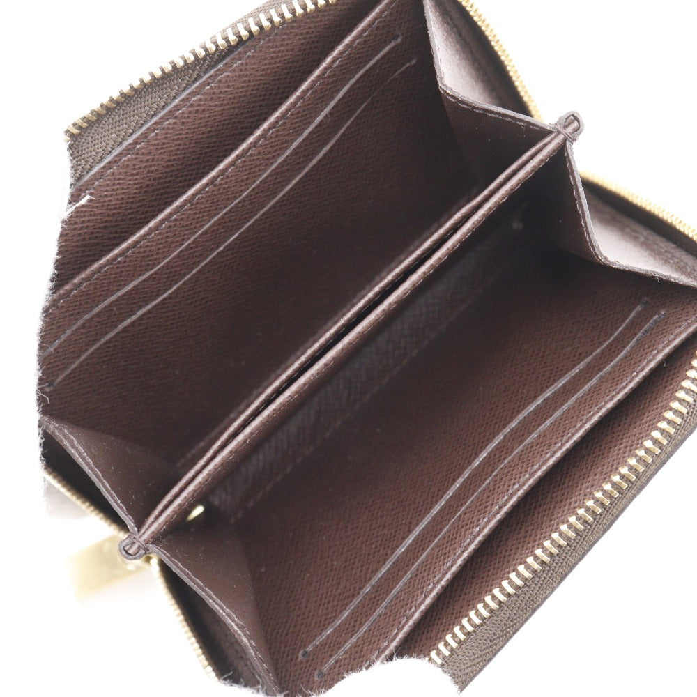 Louis Vuitton Coin Case N63070 Damier Canvas Brown Zip Around Purse Women