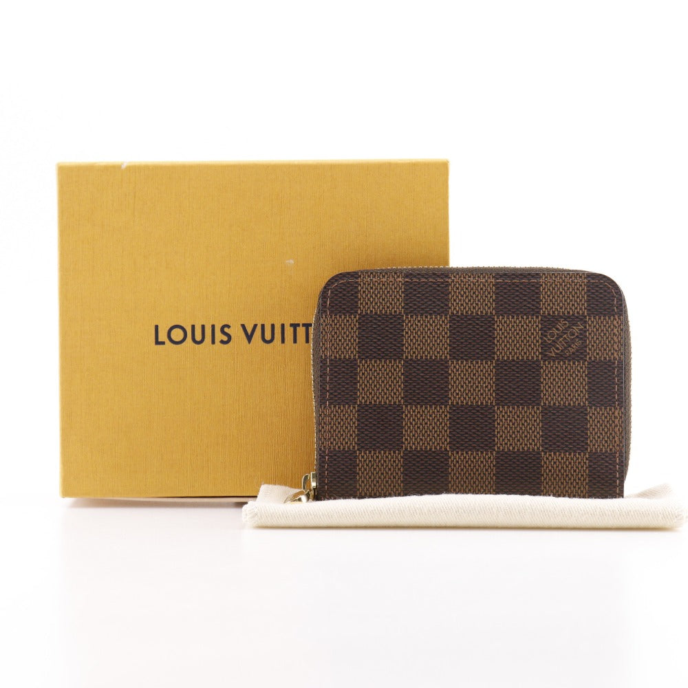 Louis Vuitton Coin Case N63070 Damier Canvas Brown Zip Around Purse Women