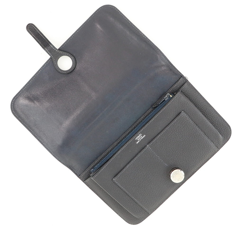 Hermes Long Wallet Purse Togo Navy Blue Dogon Gm Unisex(Unisex)