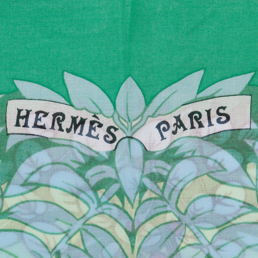 Hermes Stall Cotton Green Tiger Tiger Pareo Women