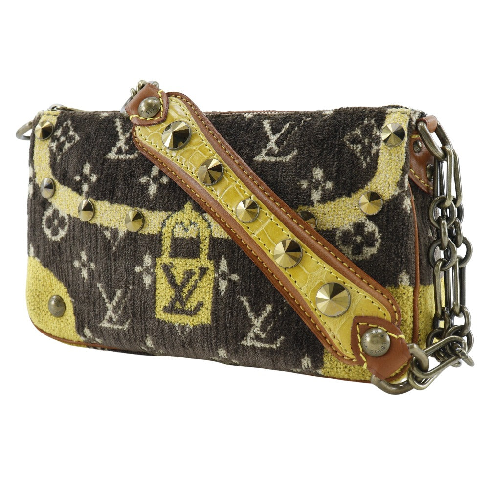 Louis Vuitton Shoulder Bag M92710 Velvet, Leather Brown Accessory Pouch Studs Trompe L'Oeil