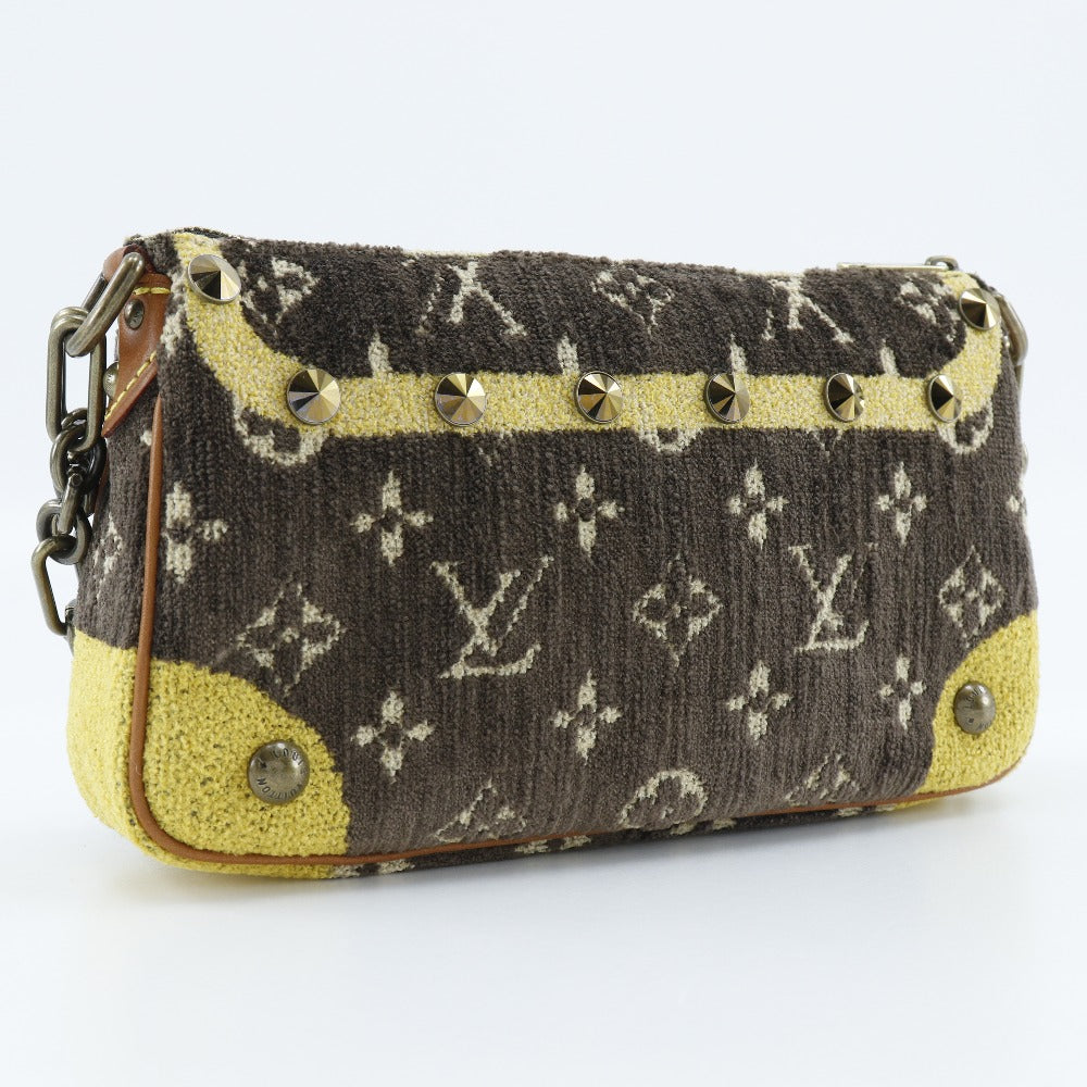 Louis Vuitton Shoulder Bag M92710 Velvet, Leather Brown Accessory Pouch Studs Trompe L'Oeil