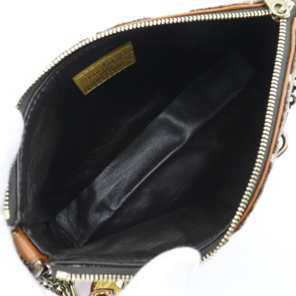 Louis Vuitton Shoulder Bag M92710 Velvet, Leather Brown Accessory Pouch Studs Trompe L'Oeil