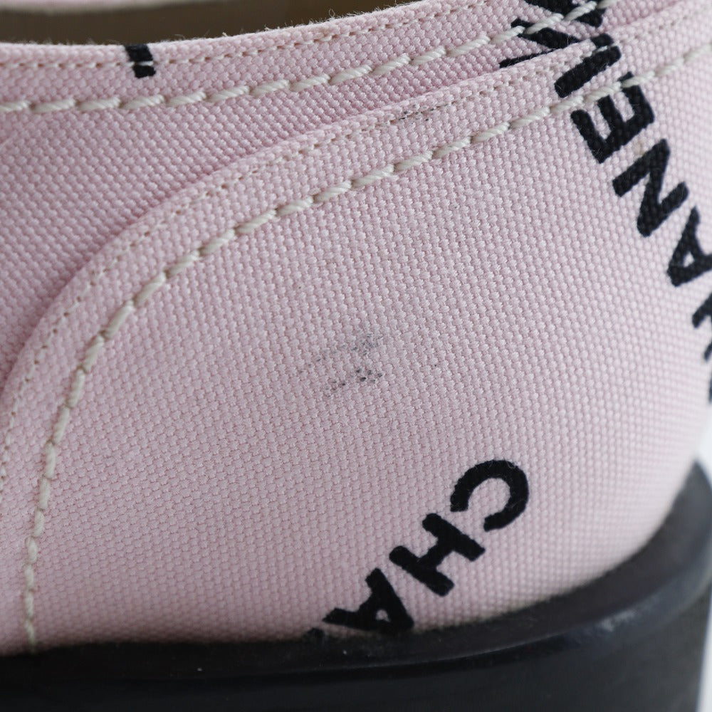 Chanel Sneakers A05136 Canvas Pink / Black 95P Logo Print Women 36 1/2
