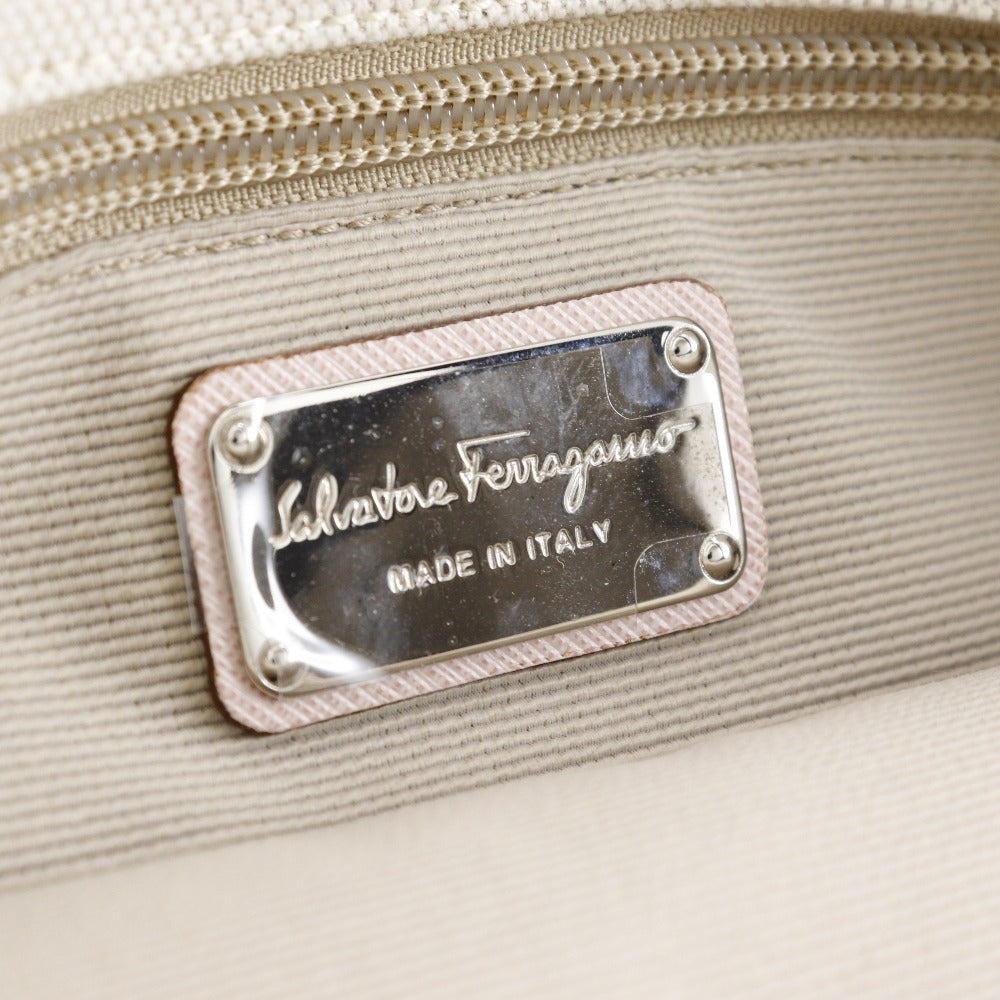 Salvatore Ferragamo Handbag Au-21 B851 Canvas Beige / Pink Vala Women