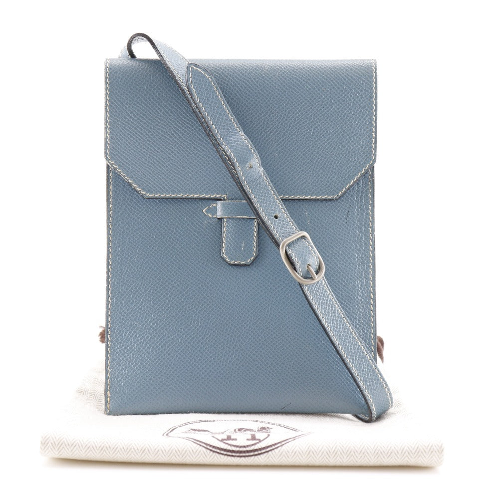 Hermes Shoulder Bag Courchevel Light Blue Amery Women
