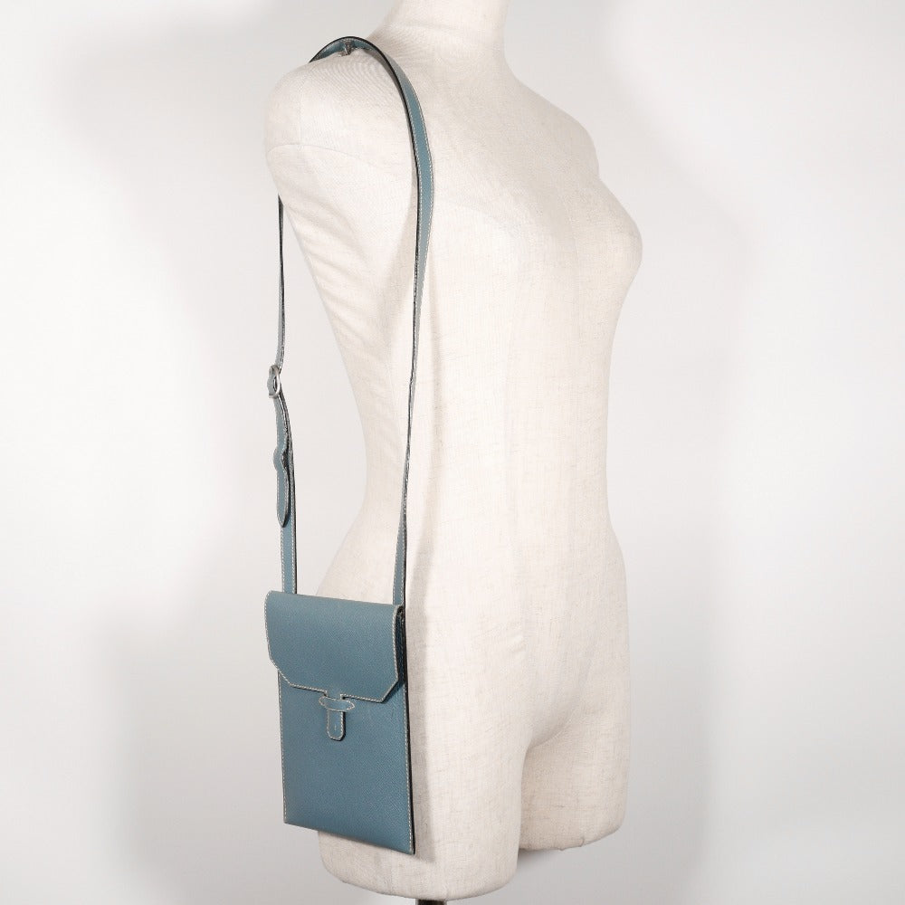 Hermes Shoulder Bag Courchevel Light Blue Amery Women