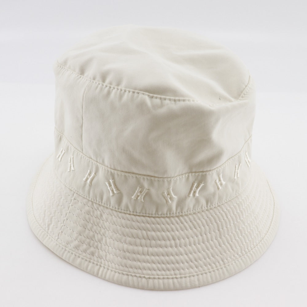 Hermes Hat Polyester, Nylon Off White H Logo Embroidery Bucket Hat Women 57