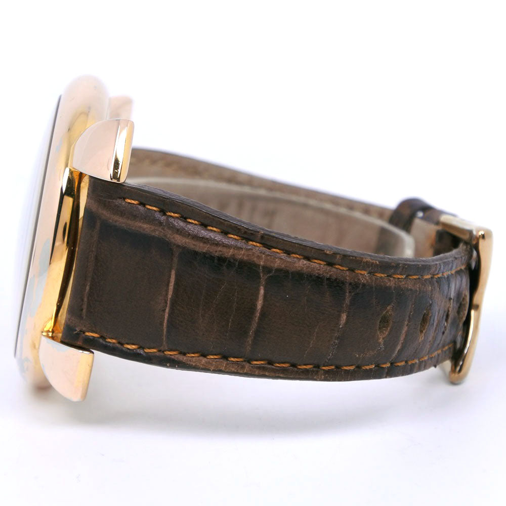 Gaga Milano Watches Quartz Plated Gold , Leather Brown Manure 46 Brown Dial Mens