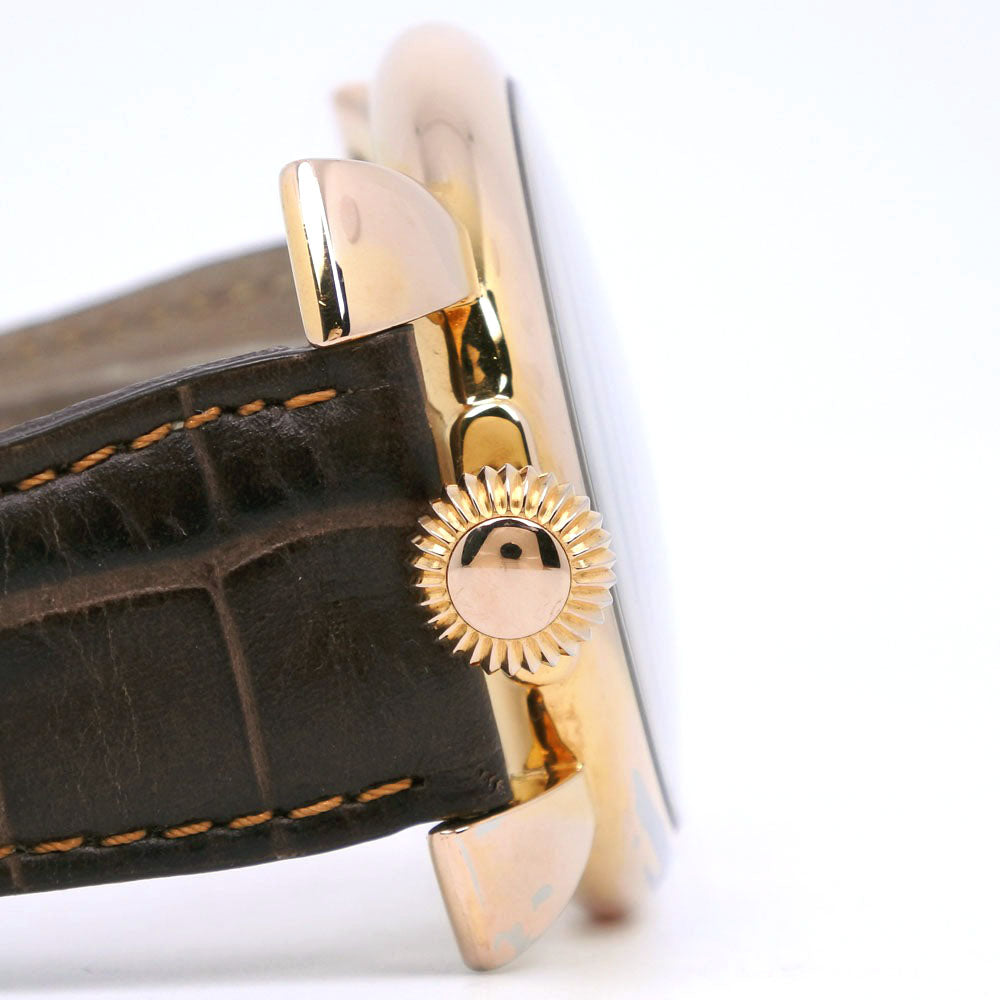 Gaga Milano Watches Quartz Plated Gold , Leather Brown Manure 46 Brown Dial Mens