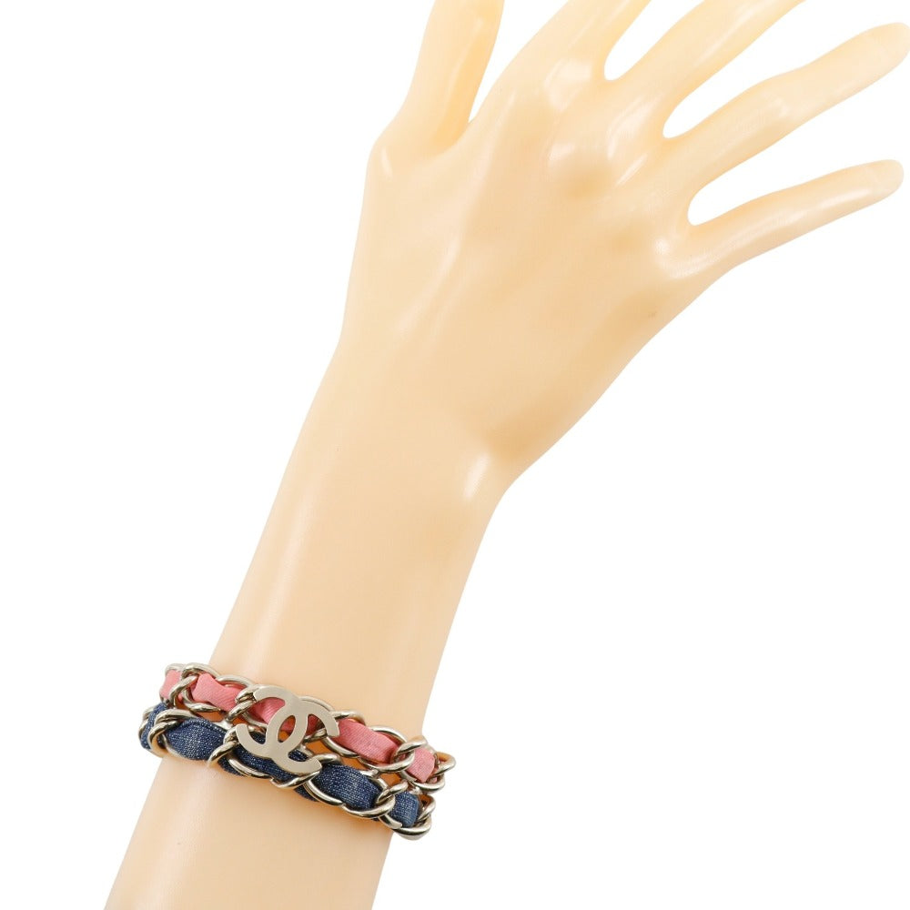 Chanel Bracelet Metal, Denim Silver Chain 2 Coco Mark Women