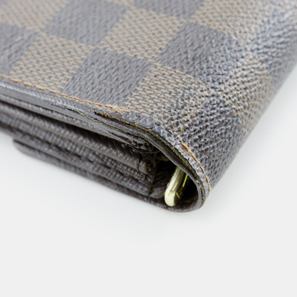 Louis Vuitton Long Wallet Purse N61724 Damier Canvas Brown Pochette Porto Monnet Credit