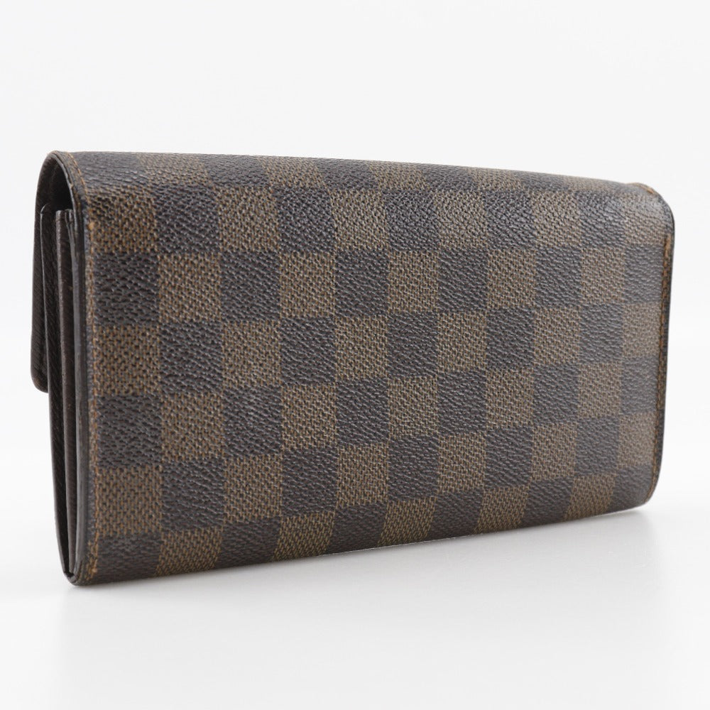 Louis Vuitton Long Wallet Purse N61724 Damier Canvas Brown Pochette Porto Monnet Credit