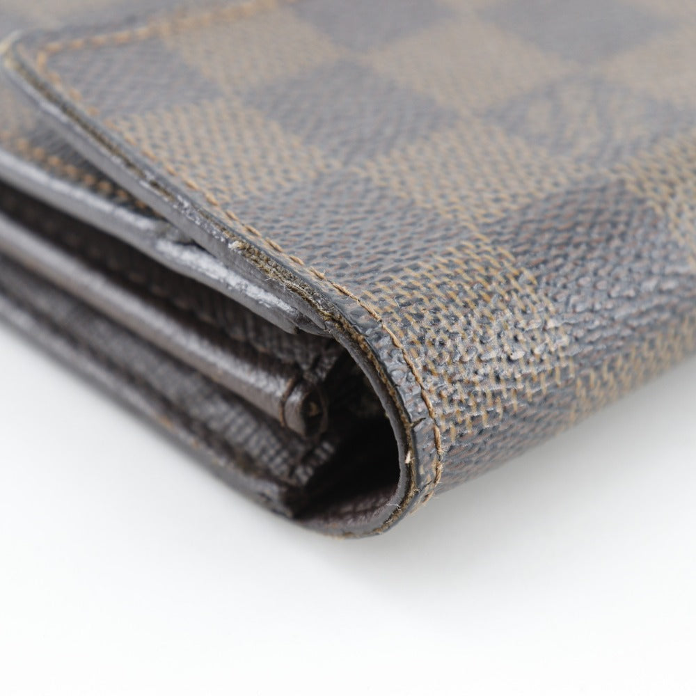 Louis Vuitton Long Wallet Purse N61724 Damier Canvas Brown Pochette Porto Monnet Credit