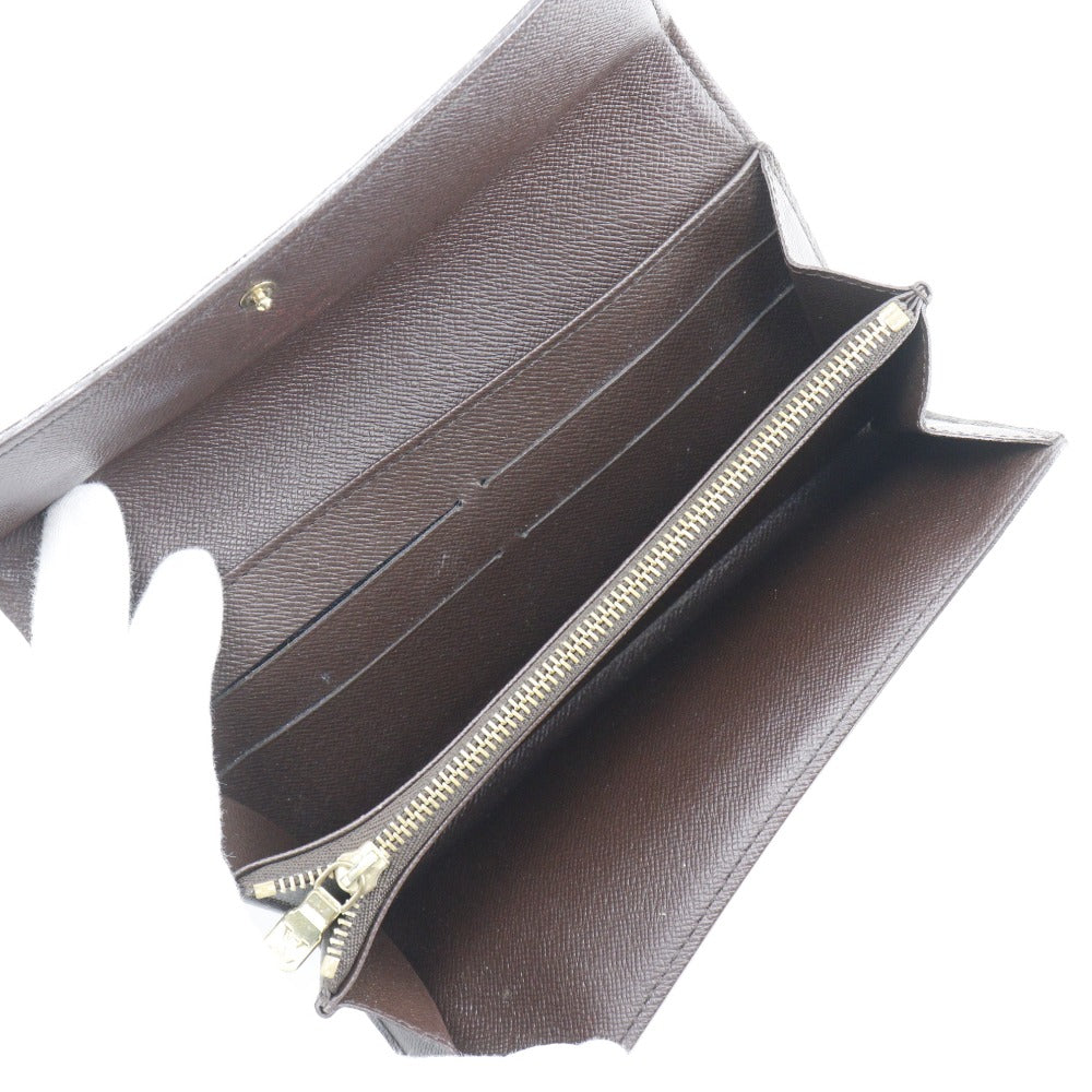 Louis Vuitton Long Wallet Purse N61724 Damier Canvas Brown Pochette Porto Monnet Credit