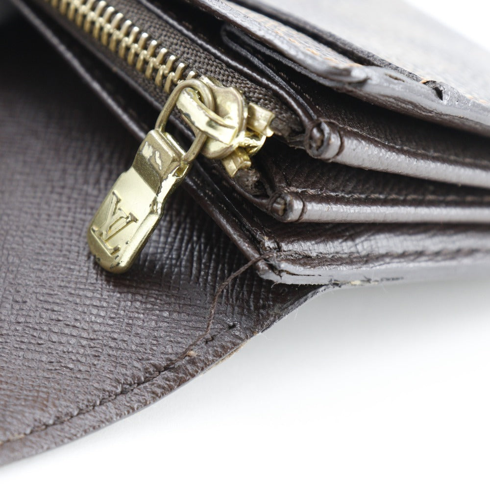 Louis Vuitton Long Wallet Purse N61724 Damier Canvas Brown Pochette Porto Monnet Credit