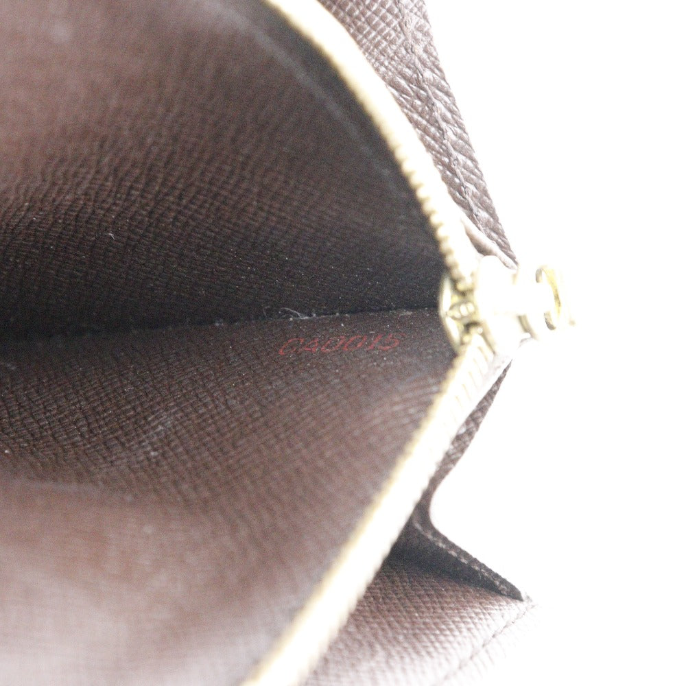Louis Vuitton Long Wallet Purse N61724 Damier Canvas Brown Pochette Porto Monnet Credit