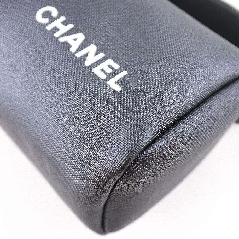 Chanel Pouch Nylon Gray Logo Vintage Women