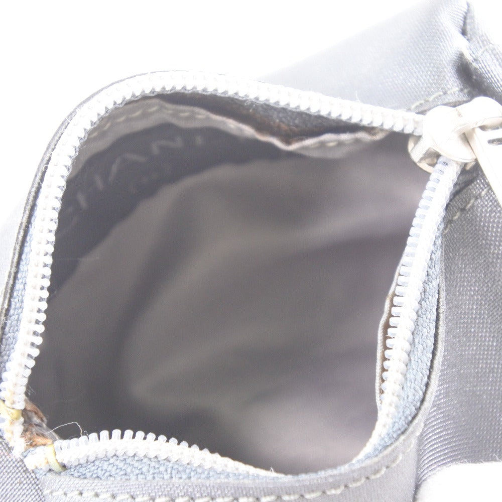 Chanel Pouch Nylon Gray Logo Vintage Women