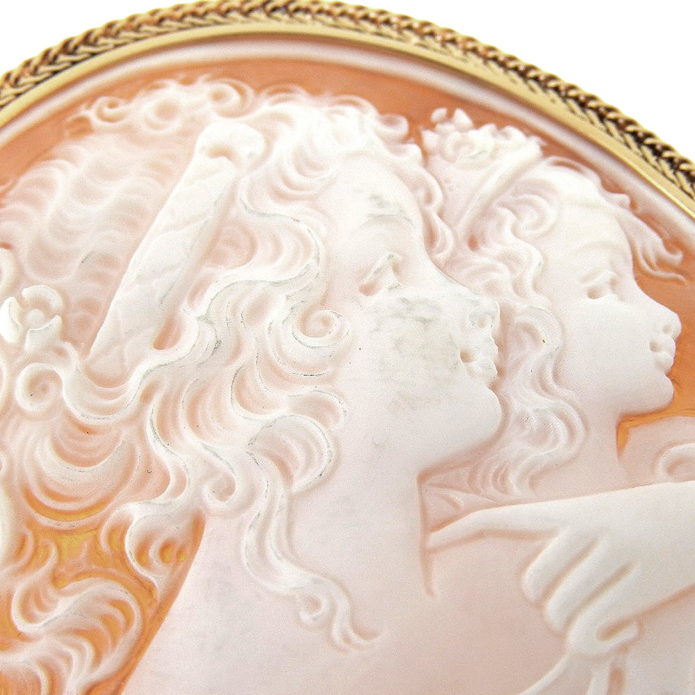 Jewelry Brooch K18 Yellow Gold Gold Cameo Women
