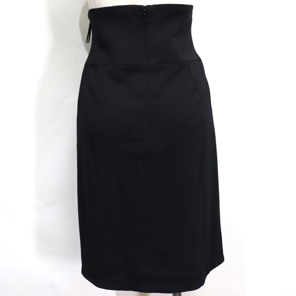 Chanel Skirt 08A P33857V12627 Wool Black High Waist Tight Women 38