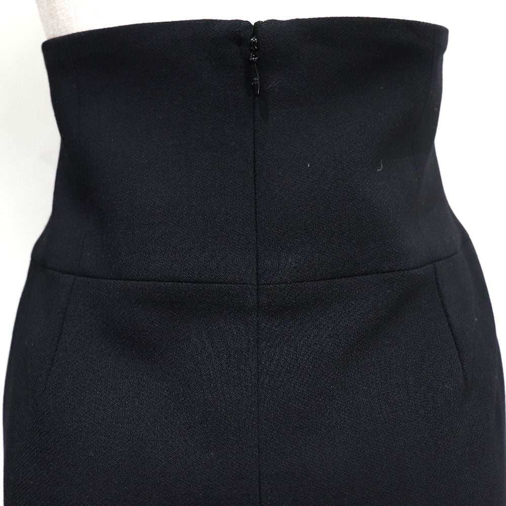 Chanel Skirt 08A P33857V12627 Wool Black High Waist Tight Women 38