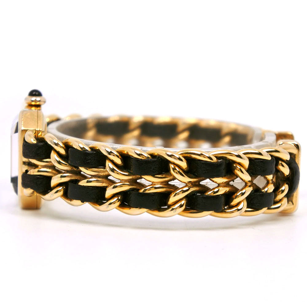 Chanel Watches Quartz H0001 Plated Gold , Leather Black / Gold Premiere L Black Dial Women