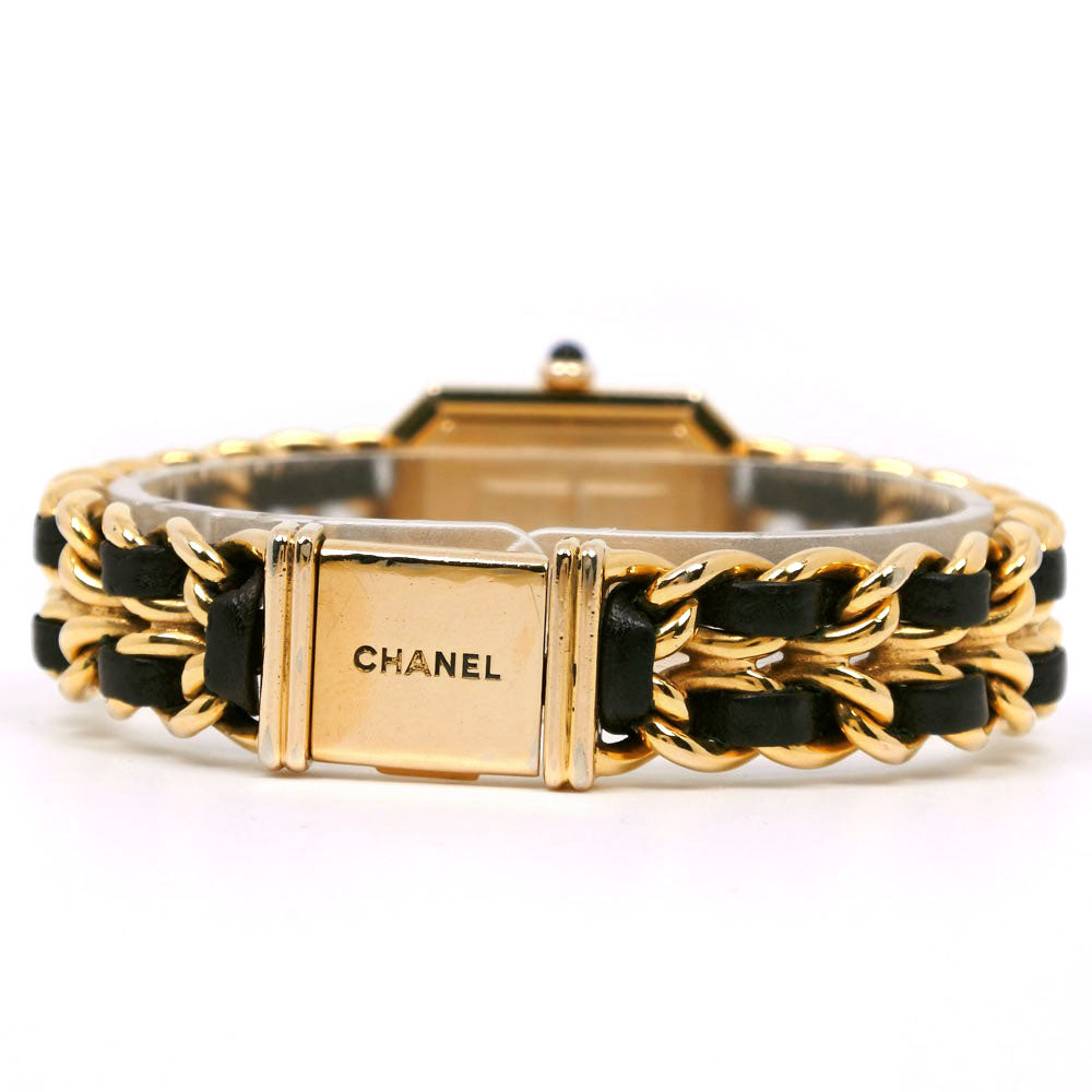 Chanel Watches Quartz H0001 Plated Gold , Leather Black / Gold Premiere L Black Dial Women