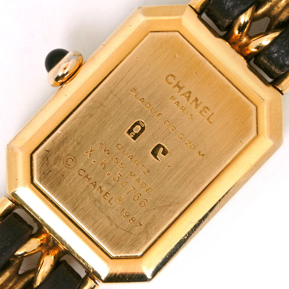 Chanel Watches Quartz H0001 Plated Gold , Leather Black / Gold Premiere L Black Dial Women