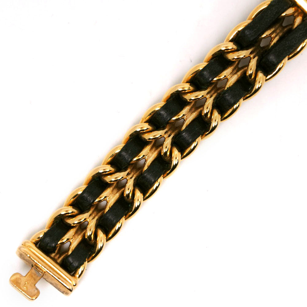 Chanel Watches Quartz H0001 Plated Gold , Leather Black / Gold Premiere L Black Dial Women