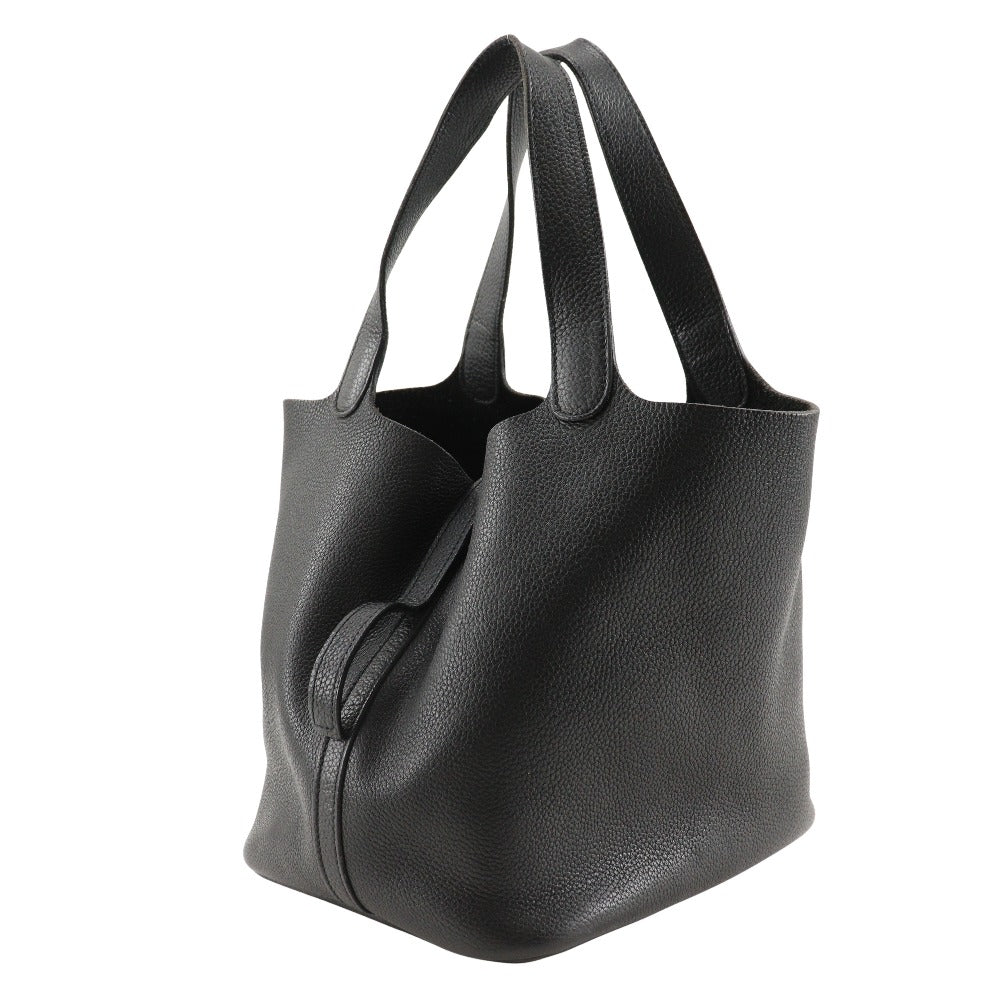 Hermes Handbag Taurillon Clemence Black Picotan Mm Women