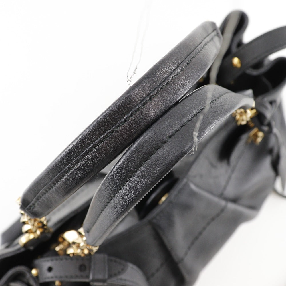Salvatore Ferragamo Handbag Ee-21 D477 Calfskin Black 2Wayshoulder Florence Gancini Women