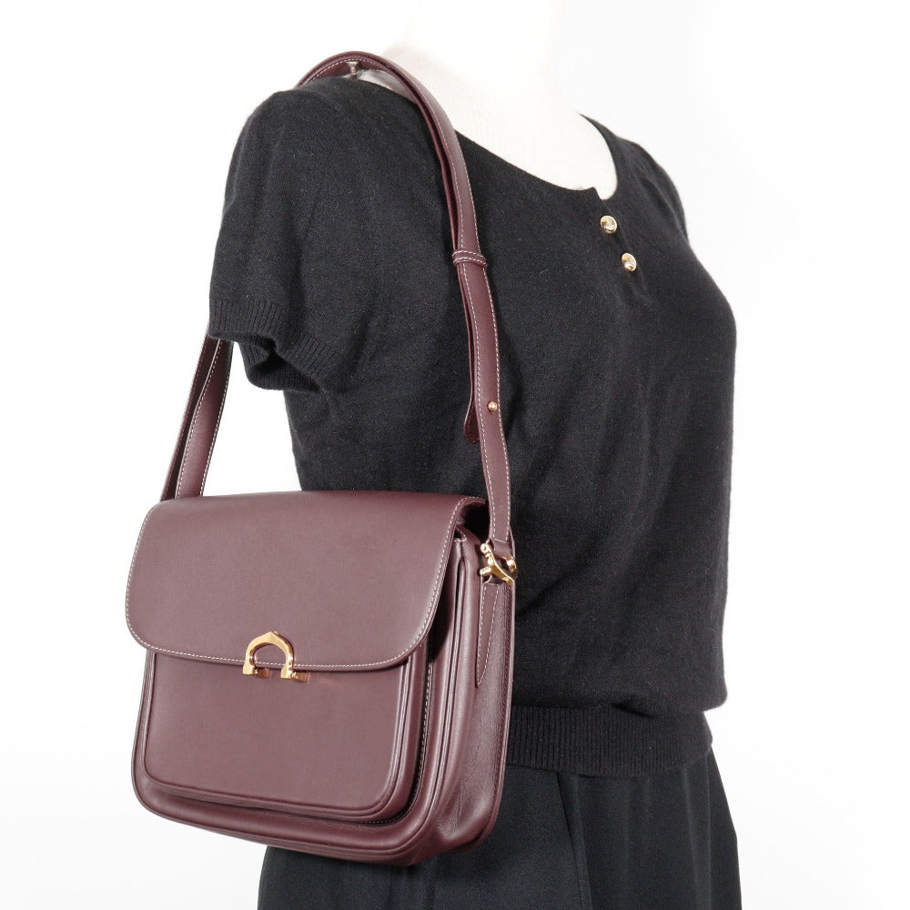 Cartier Shoulder Bag Calfskin Bordeaux Vintage Must Line Women